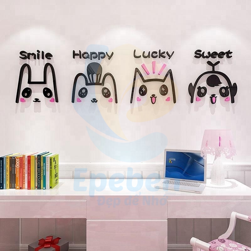 Tranh mica EPeBen dán tường nổi 3d hình biểu cảm dễ thương decor trang trí mầm non, phòng cho bé