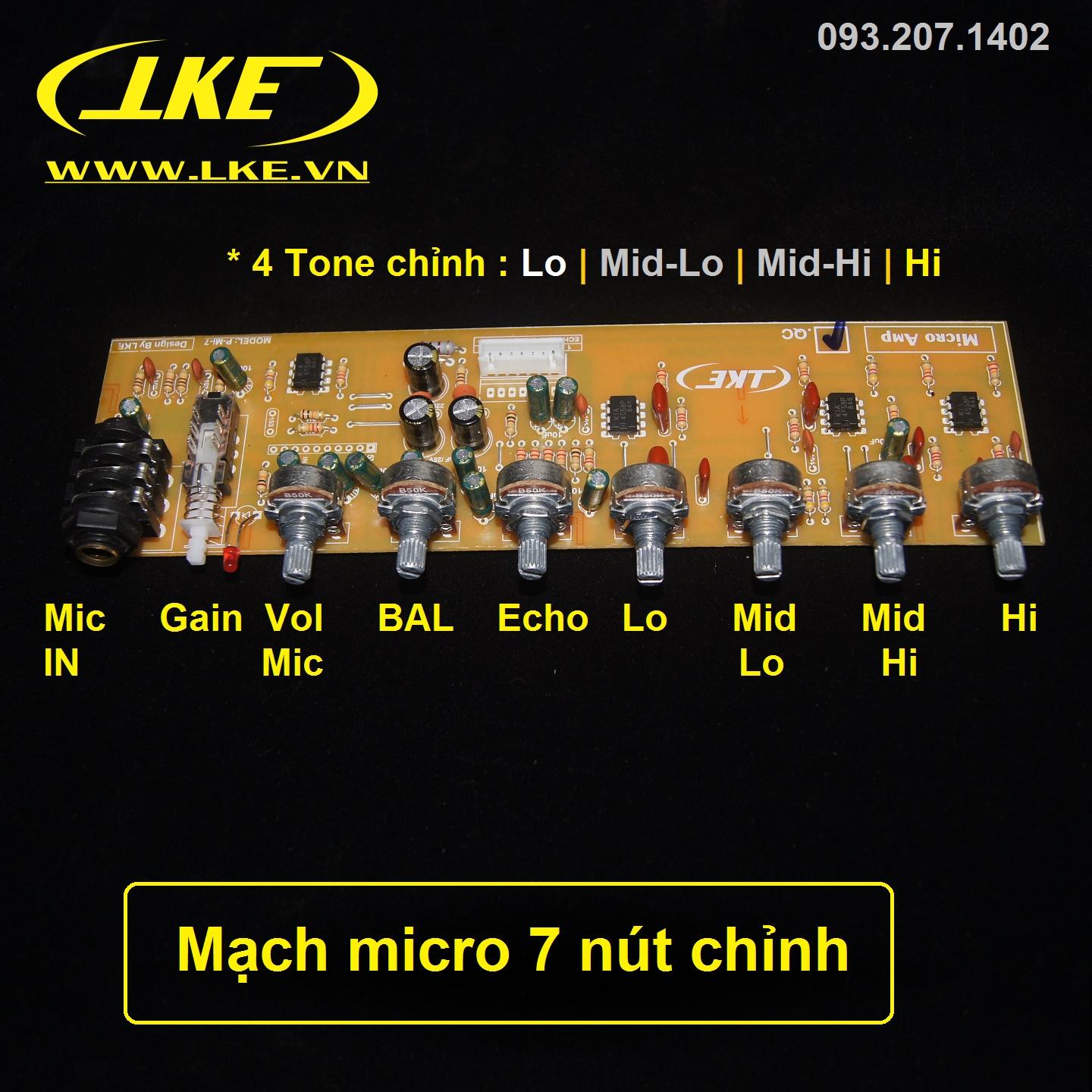 [HCM]Mạch micro 7 nút chỉnh nâng cấp ampli karaoke LKE