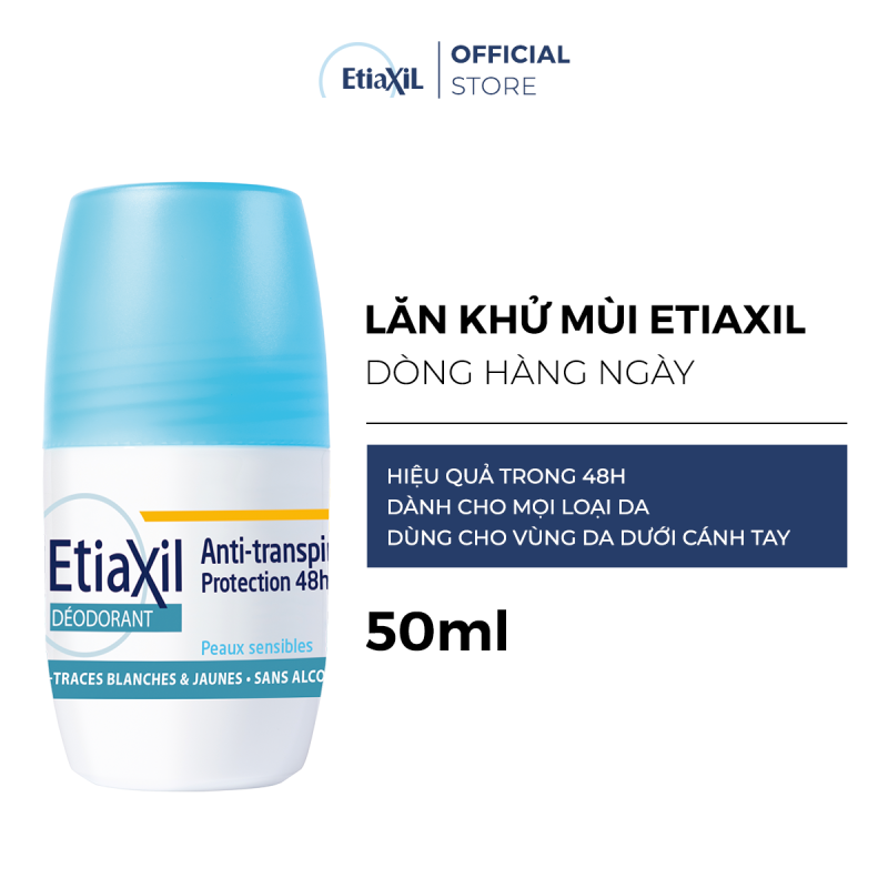 Lăn Khử Mùi EtiaXil 50ml - Anti-Perspirant Deodorant 48h Roll-On cao cấp