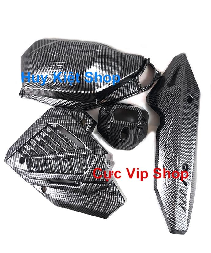 Combo 4 Món Carbon Bảo Vệ Vario/Click 2018 - 2019 (01 Che Pô, 01 Che Pô E, 01 Che Quạt Gió, 01 Chụp Đích Pô) MS1367