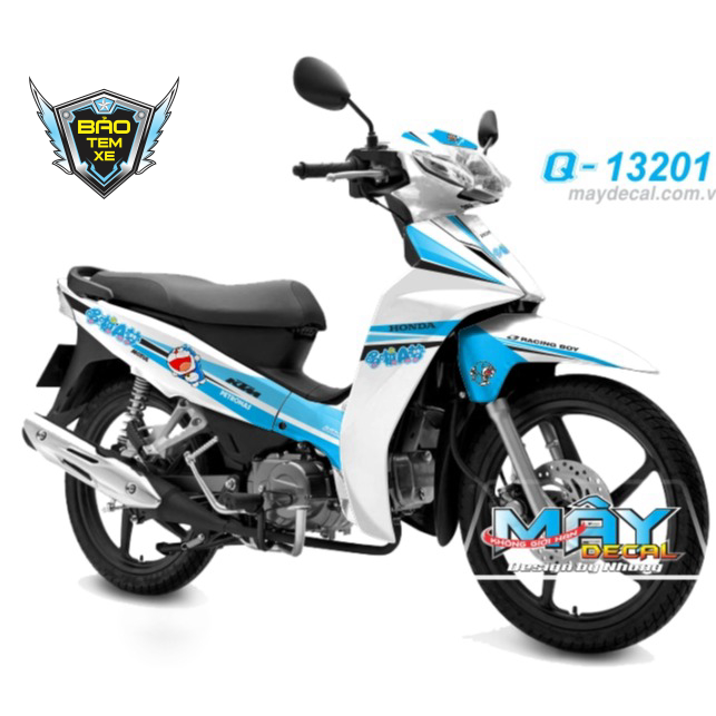 TEM RỜI XE honda wave blade 110 đoremon trắng xanh