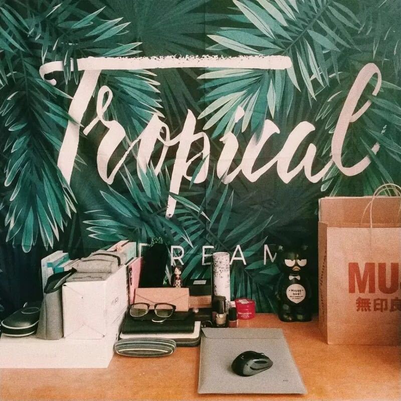 (SẴN- TẶNG BỘ MÓC TREO) Tranh vải, thảm vải treo tường tropical, màu xanh tươi mát, vải polyester, nhẹ, dễ vệ sinh, bền màu; trang trí tường phòng ngủ, phòng khách, cửa sổ; trang trí quán cà phê, trà sữa, homestay