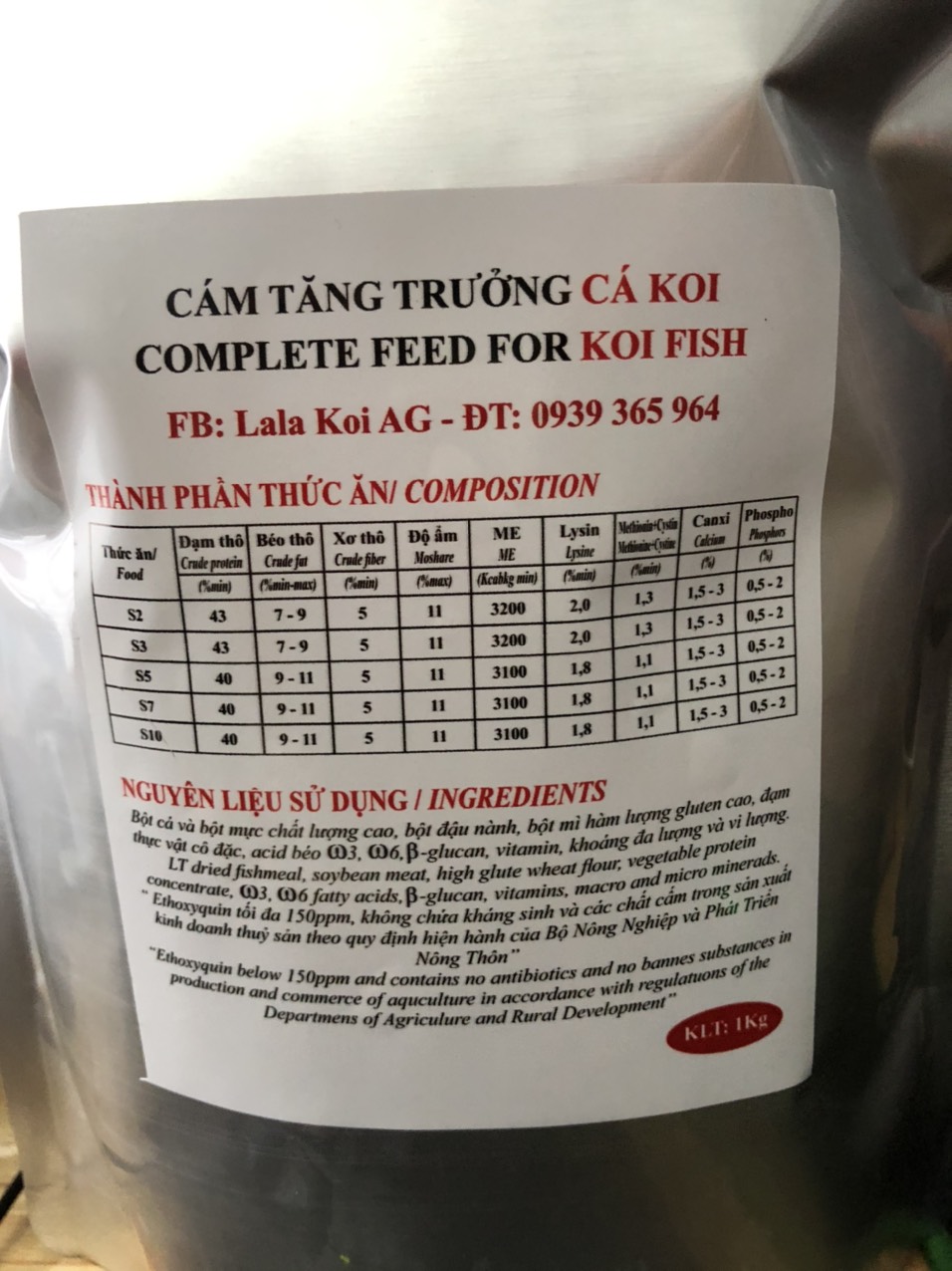Thức ăn Cá Koi, 3 Đuôi, Cá Cảnh CÁM STELLA size 5mm 6kg
