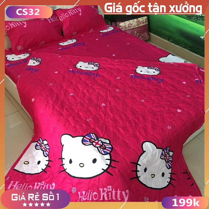 Bộ Chăn Ga Chần Bông 5 món Cotton poly hè 2022