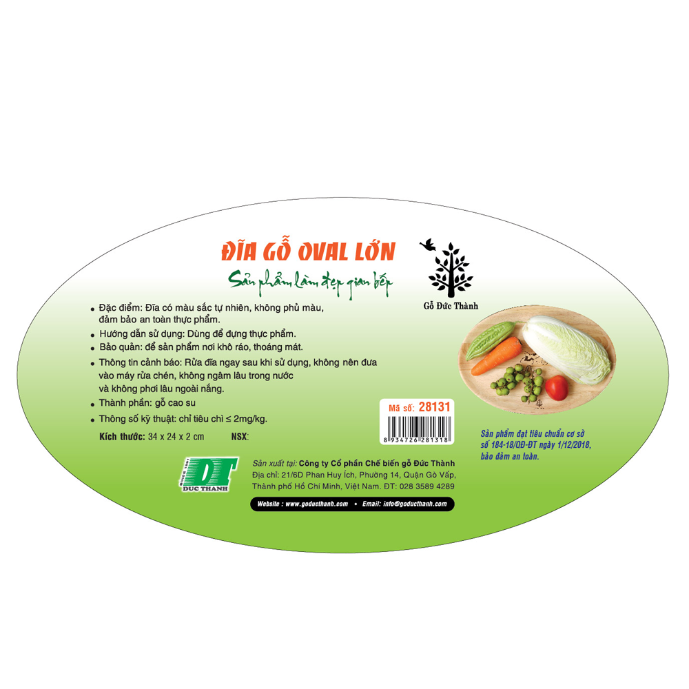 Đĩa gỗ oval size lớn - Gỗ Đức Thành - 28131