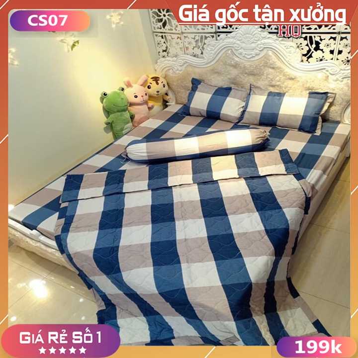 Bộ Chăn Ga Gối 5 Món Chất Liệu Cotton Poly