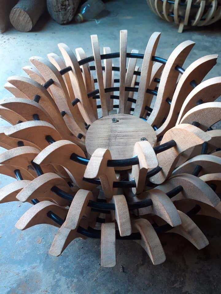 Chậu gỗ ghép lan