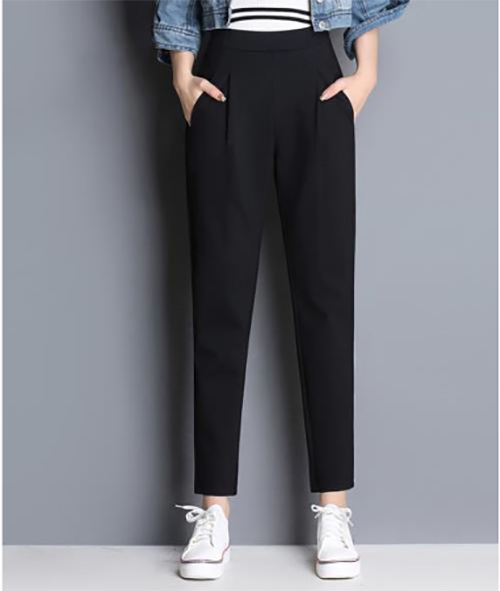 Quần baggy nữ đen (phía sau lưng thun)