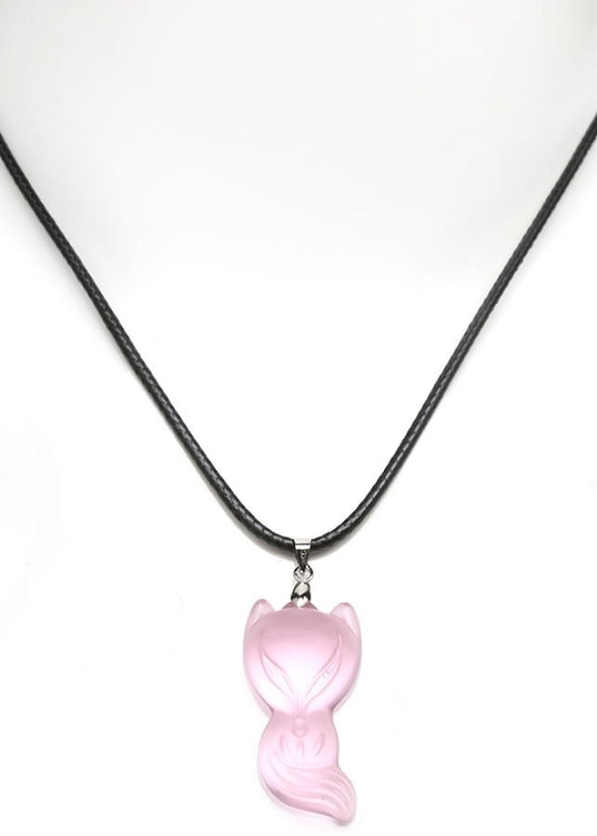 [FreeshipMAX] Dây Đeo Và Mặt Hồ Ly Đuôi Dài Thạch Anh Lưu Ly - Hồng Phấn