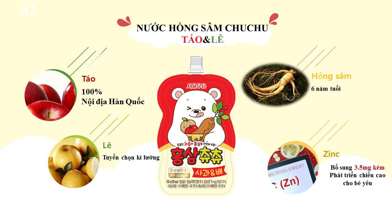 Nước uống hồng sâm CHUCHU vị táo lê