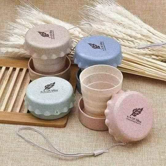 Cốc uống nước, trà, cafe gập gọn bằng lúa mạch (giao màu ngẫu nhiên)