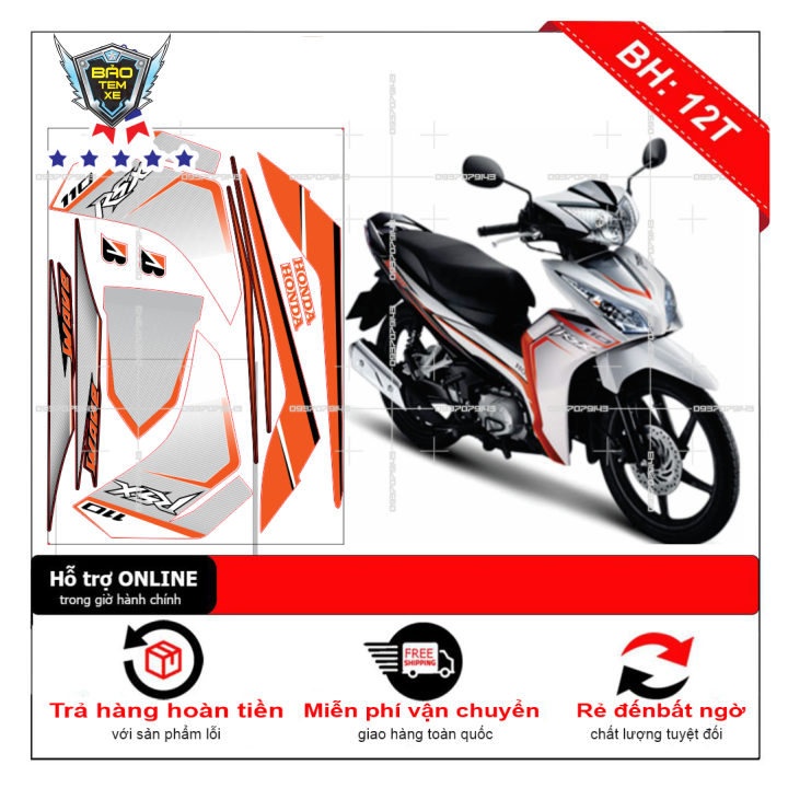 Tem rời xe wave rsx 2012 trắng cam