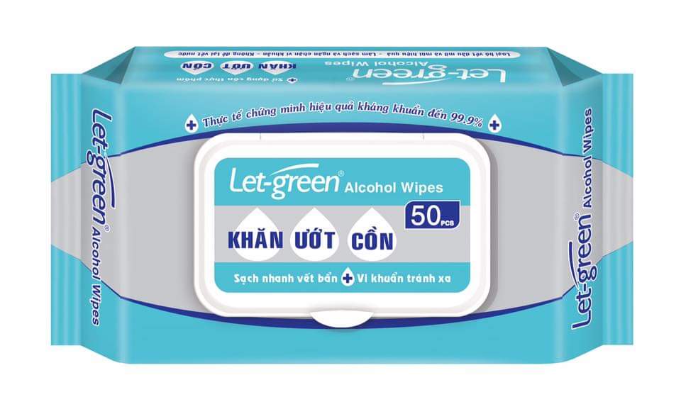 KHĂN ƯỚT CỒN KHÁNG KHUẨN LET-GREEN 50 MIẾNG