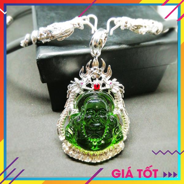 Dây chuyền VIP Bạc Thái , Bạc Ý , Dây Chuyền Phong Thủy, Dây Chuyền Mặt Đá Cao Cấp, Dây Chuyền Khóa Rồng, Vòng Cổ Nam Đẹp ( Màu Xanh Lục) (Dây và Mặt)