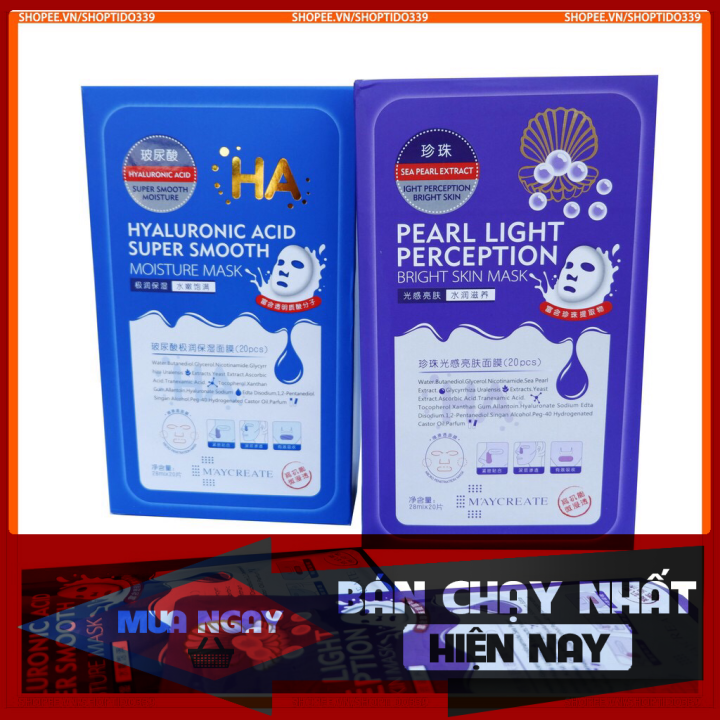 Hộp 20 miếng mặt nạ HA Maycreate xanh hoặc tím hàng chính hãng