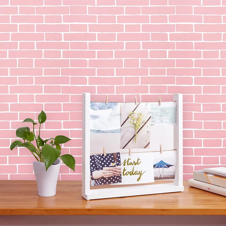 Cuộn 20m x 0.45m decal giấy dán tường gạch hồng keo sẵn bóc dán a120a