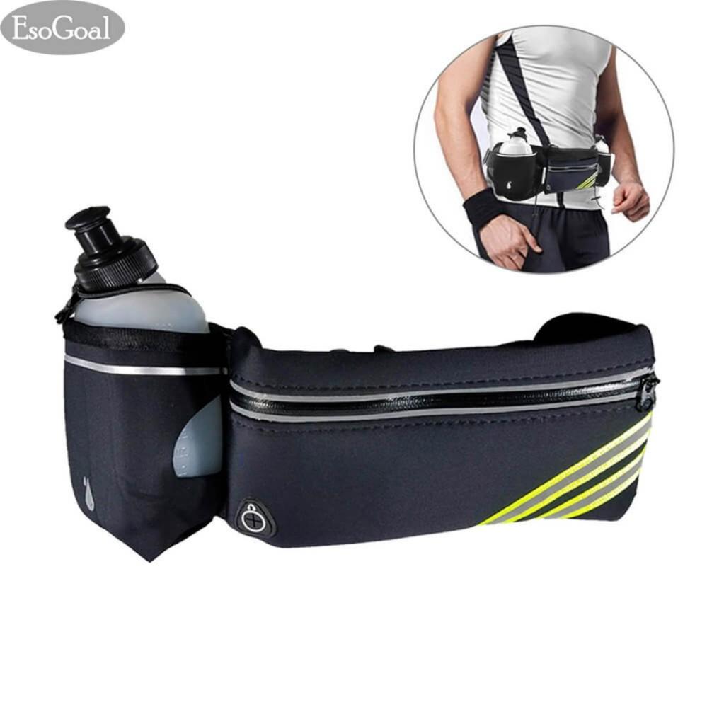 [HCM]Running Belt with Water Bottle Waterproof Waist Pack for Men and Women Universal Size to Hold Cell Phone Wallet and Keys
