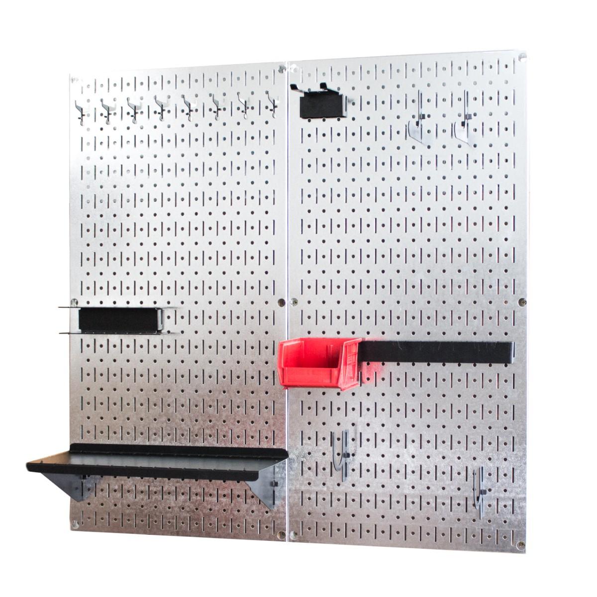 Bảng treo dụng cụ Pegboard cơ khí SMLIFE WB2 - Mô đun 2 Bảng mạ kẽm dày 1,2mm + bộ móc treo sơn tĩnh điện màu đen - Lưu trữ dụng cụ trực quan, dễ tìm kiếm - Combo dành cho gia đình