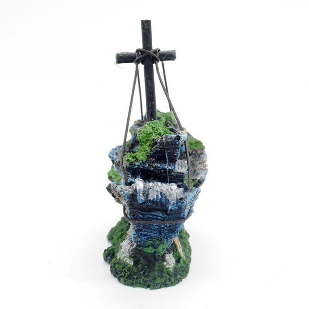 mui tàu đắm giả 11CM*5CM*13CM trang trí bể cá