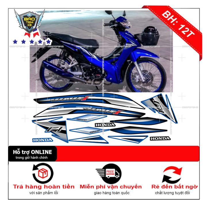 Tem rời xe wave i RS xanh đen