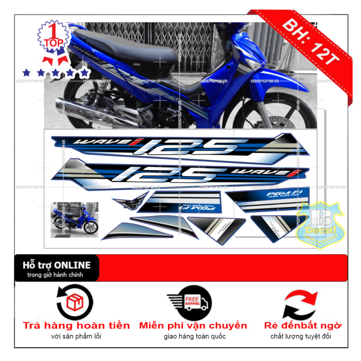 Tem rời wave i 125 dán xe xanh