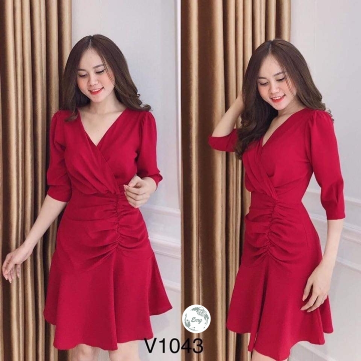 [HCM]ĐẦM ĐỎ CỔ V ĐỦ SIZE SMLXLXXL - V1043