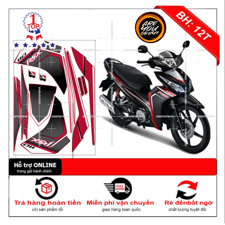 Tem rời dán xe wave RSX 2012 đỏ đen