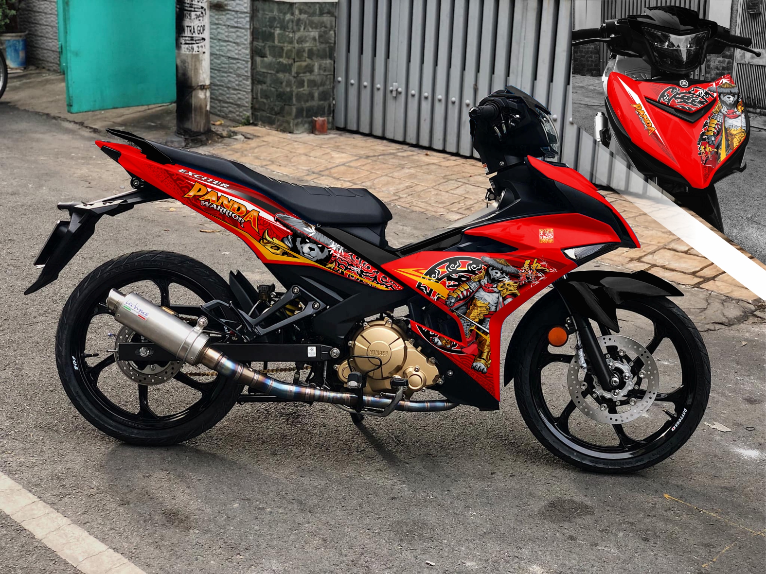 Tem rời Exciter 150 đỏ đen Master Panda New Style Chinese dán xe đỏ cực ngầu