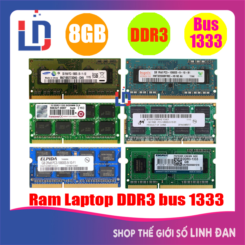 Ram laptop 8GB DDR3 bus 1333 PC3 10600 (nhiều hãng)samsung hynix kingston - LTR3 8GB