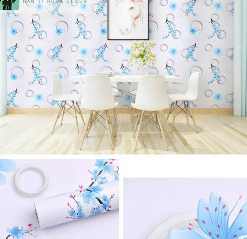 CUỘN 20M X 0.45M DECAL GIẤY DÁN TƯỜNG NHÀNH ĐÀO XANH KEO SẴN BÓC DÁN A091A. Chất liệu PVC, không thấm nước, bền màu, không độc hại.