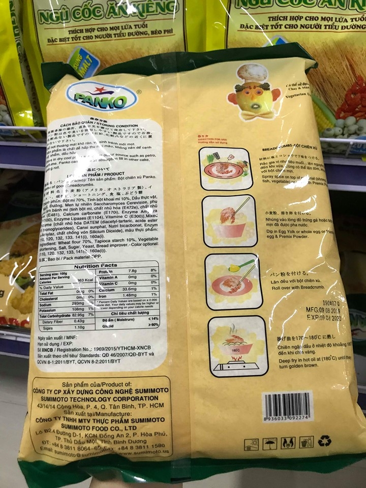 Bột chiên xù Panko Túi 1kg Loại bột vàng nhạt và bột 3 màu