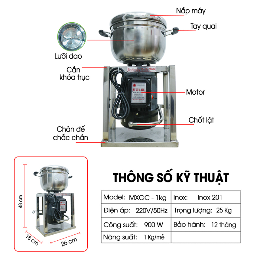 Máy xay giò chả 1 kg, máy xay giò chả, cá NEWSUN - Máy xay thịt mini gia đình- Hàng chính hãng-Qùa Tặng phụ kiện