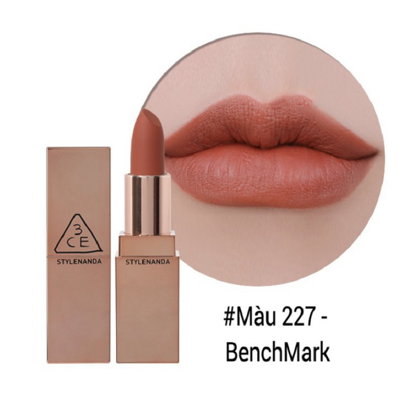Son thỏi 3CE màu 227 Benchmark (cam đất)