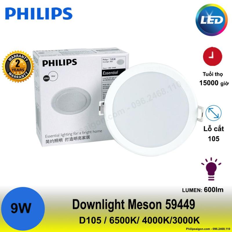 ( Combo 6 - 3) Đèn Downlight Led Philips Meson 59449 9W D105
