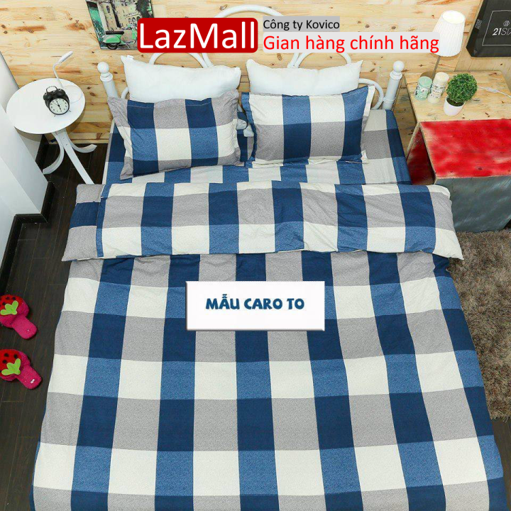 Bộ ga gối cotton poly 3 món họa tiết caro 4 màu Sunzin  Kho chăn ga gối, ga giường, drap giường