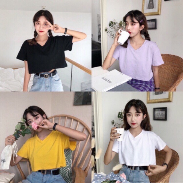 Áo Thun Nữ Croptop Cổ Tim Thời Trang