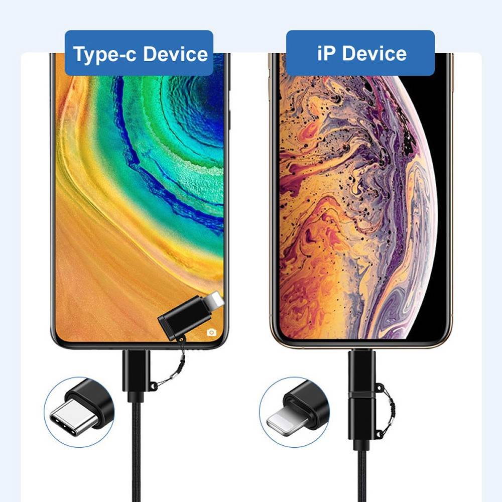 Cáp Sạc Nhanh PD Type-C Lightning Đa Năng 2 Trong 1 Bọc Dù Cao Cấp cáp usb-c android samsun xiaom iPhon XR XS 11 12 13 14 Pro Max CuuLongstore