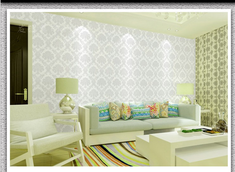 Cuộn 10m x 0.45m decal giấy dán tường châu âu bạc keo sẵn bóc dán aa097