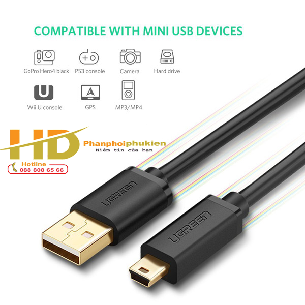 Dây USB 2.0 sang Mini USB 1,5M UGREEN 10385