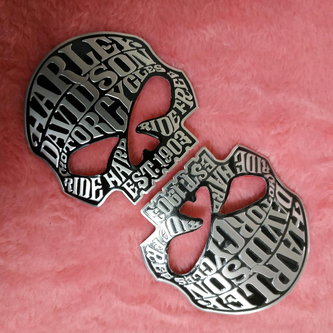 Logo Nhôm Dán Xe Harley Davidson đầu lâu 7x6.5cm