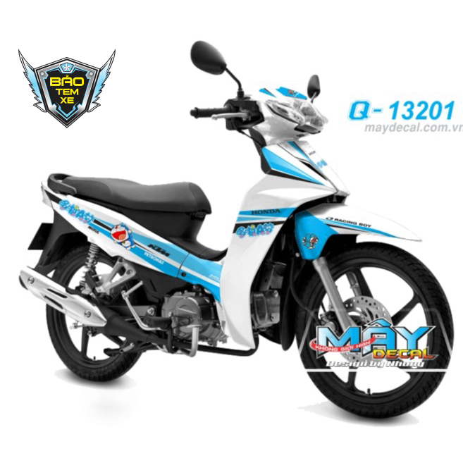 [ FREE SHIP ] TEM RỜI XE honda wave blade 110 đoremon trắng xanh