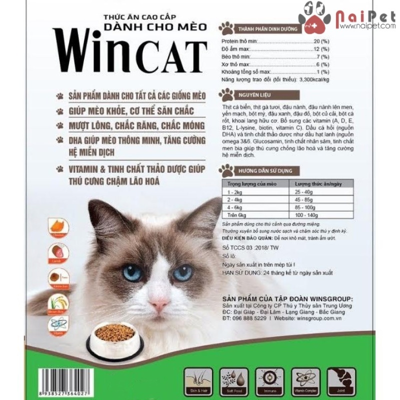Thức Ăn Hạt Dành Cho Tất Cả Các Giống Mèo Wincat