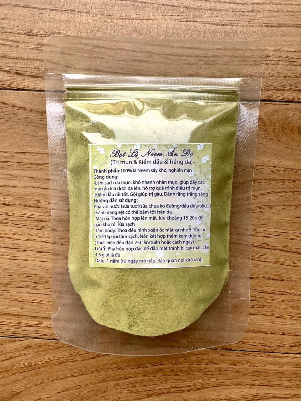 [HCM]Bột Lá Neem Ấn Độ 100 Gram - Giảm mụn Kiềm dầu Mờ Thâm