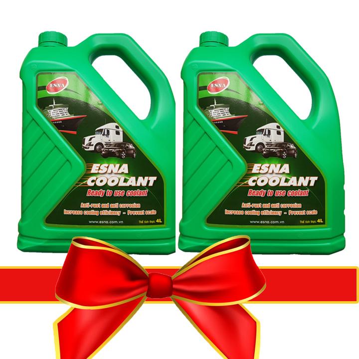 Bộ 2 nước làm mát xe ô tô, tàu thuyền (màu xanh) Esna Coolant can 4L