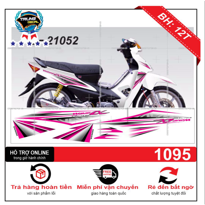 Tem rời xe wave 2016 trắng hồng