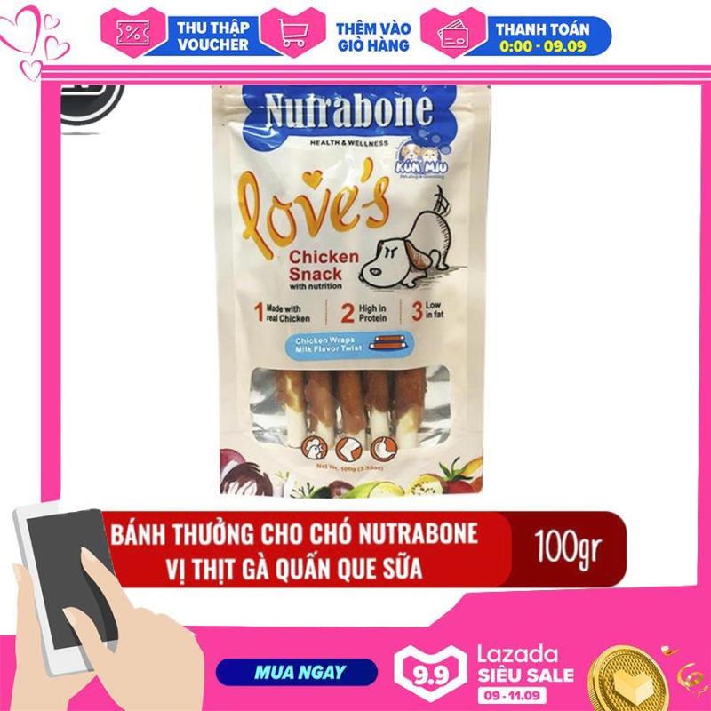 Bánh thưởng cho chó Nutrabone 100gr vị thịt gà và sữa - Chicken Wraps Milk Flavor Twist