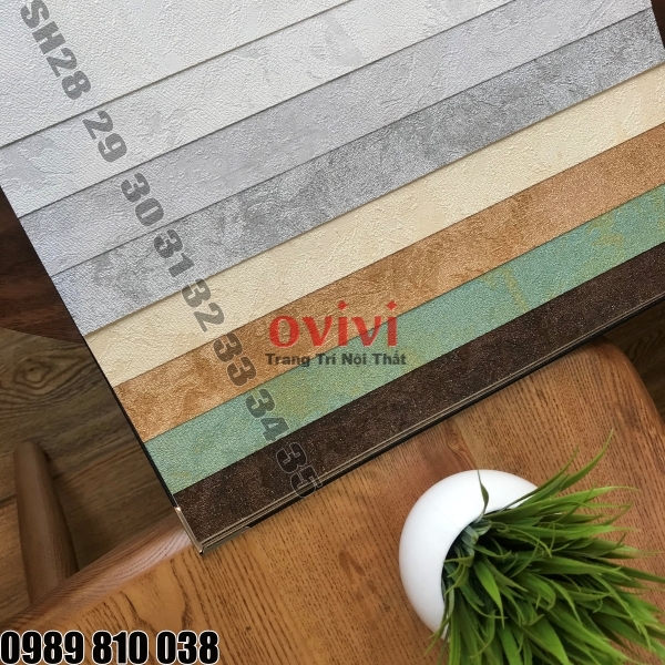 Giấy dán tường ovivi phòng ngủ, phòng khách, giấy lụa không keo phong cách màu trơn hiện đại, khổ 10m x 53cm