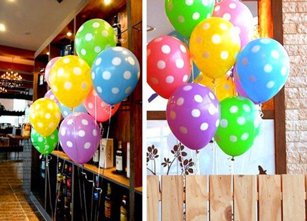 Bong bóng chấm bi 10  (25cm) bịch 10- 25c đủ màu đa dạng