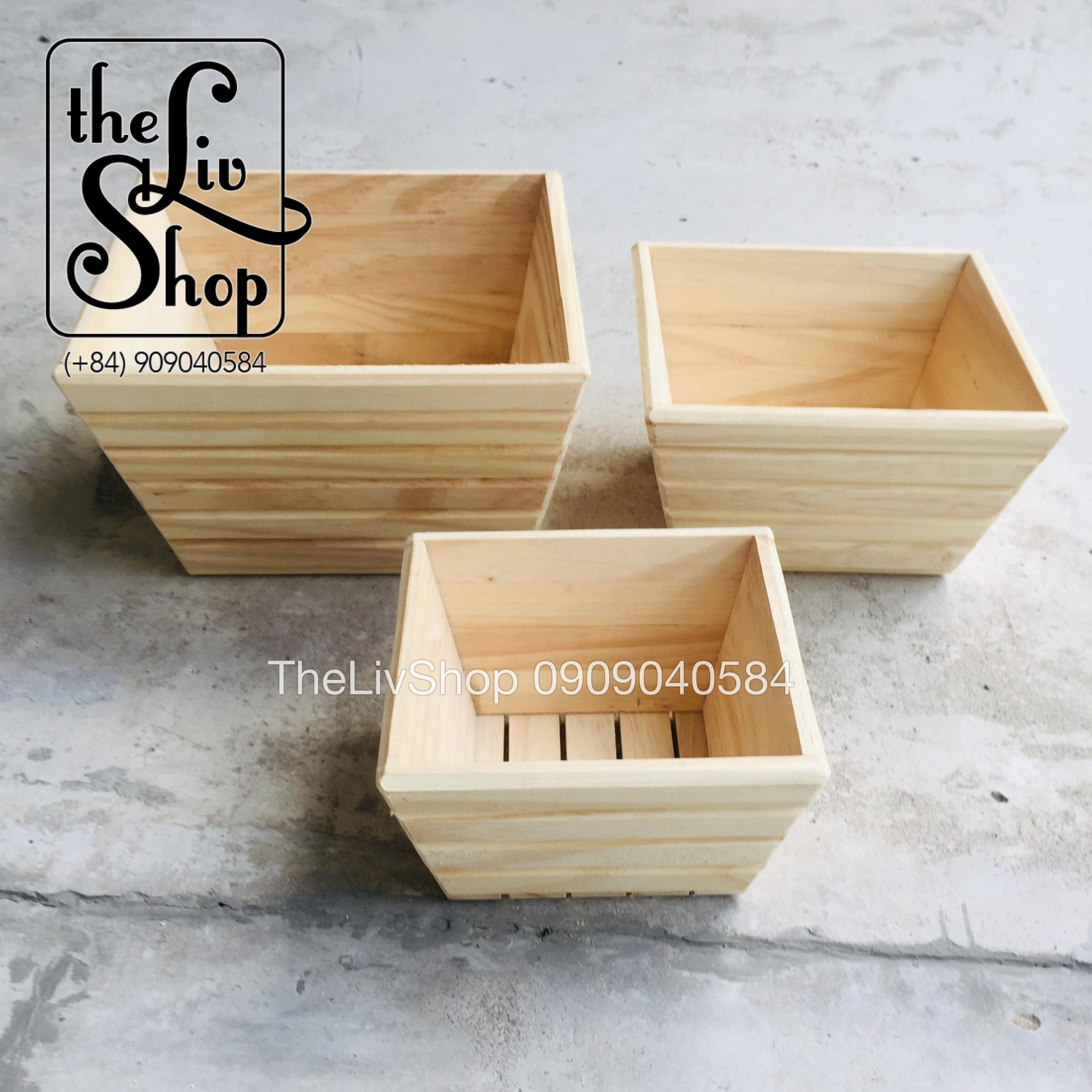 Chậu Cây Bằng Gỗ Thông 3 Sizes