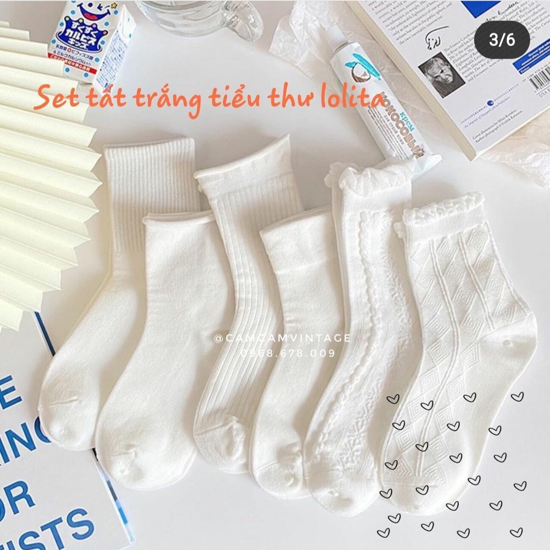 TẤT TRẮNG CỔ CAO NỮ VỚ CAO CỔ NAM  TIỂU THƯ LOLITA TẤT VỚ NỮ CỔ BÈO NHÚN ULZZANG STYLE HÀN QUỐC CAMCAMVINTAGE